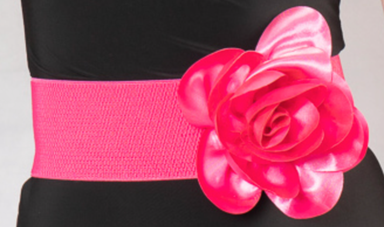Satin Flower Elastic Waist Statement Belt Women Big Floral Elastic Wide Waist Belt Stretch Cinch  main image 3