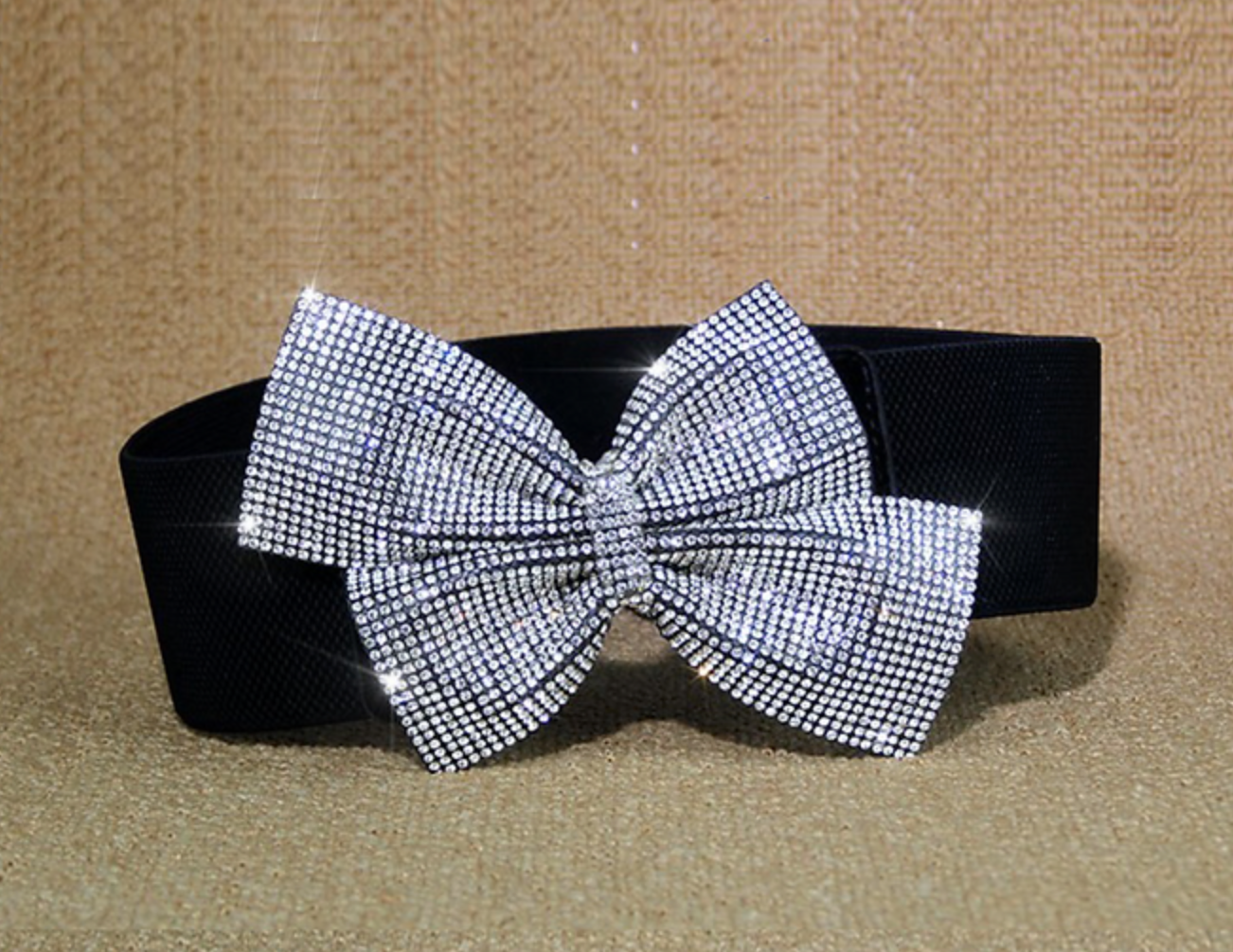 RHINESTONE OFFSET BOW ELASTIC BELT ACCESSORIES – Let's Dance - Main Image