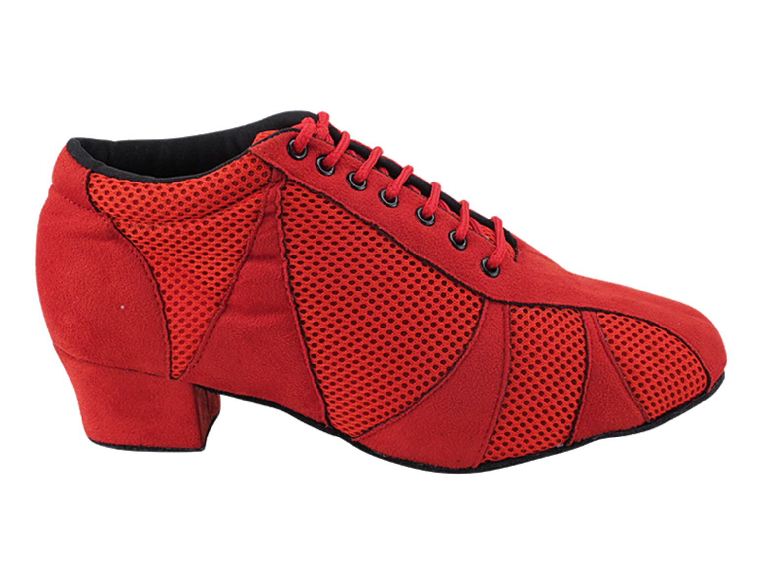 Women's Practice, Argentine Tango Red Nubuck Red Knit Mesh Dance