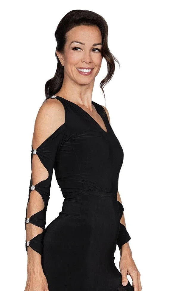 
                  
                    Women's Ballroom, Latin, American Rhythm, Tango, Salsa Stone Embellished Lattice Top
                  
                