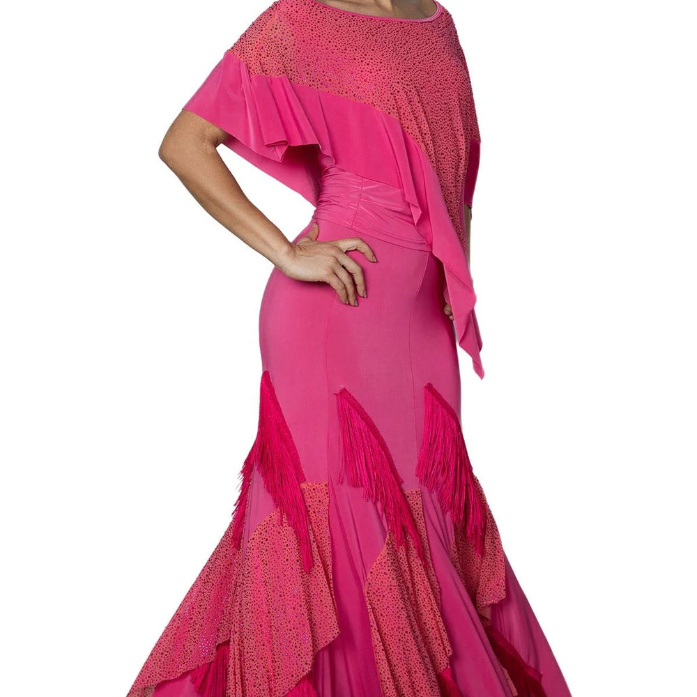 
                  
                    Ballroom, Latin, Smooth Long Fringe and Rhinestone Gypsy Skirt for Women
                  
                