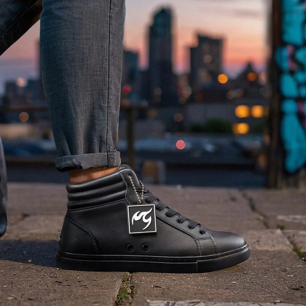 
                  
                    All-black High-Top Dance Sneakers – Unisex Performance Style by Fuego
                  
                