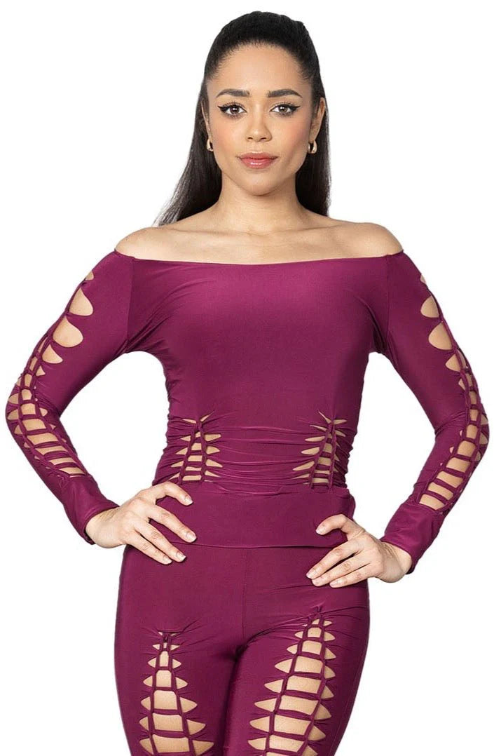 Women's Ballroom, Latin, American Rhythm, Tango, Salsa, Bachata Practice Seductive Crochet Top