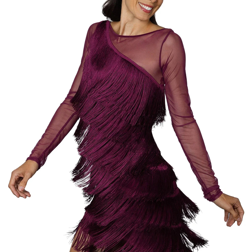 Women's Diagonal Fringe Dress for Practice Competitions