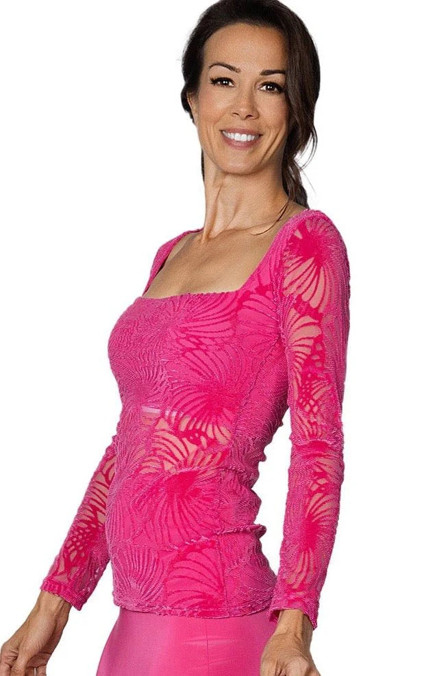 
                  
                    Women's Ballroom, Latin, American Rhythm, Tango, Square Neck Burnout Velvet Top
                  
                