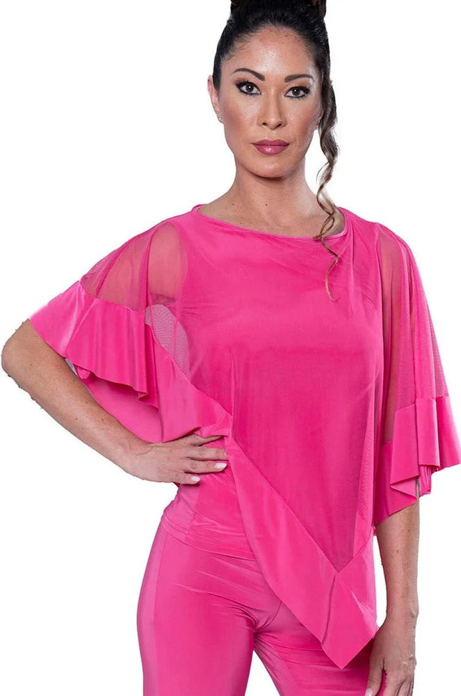 
                  
                    Women's Ballroom, Latin, American Rhythm, Tango, Salsa Diagonal Mesh Caplet Top
                  
                