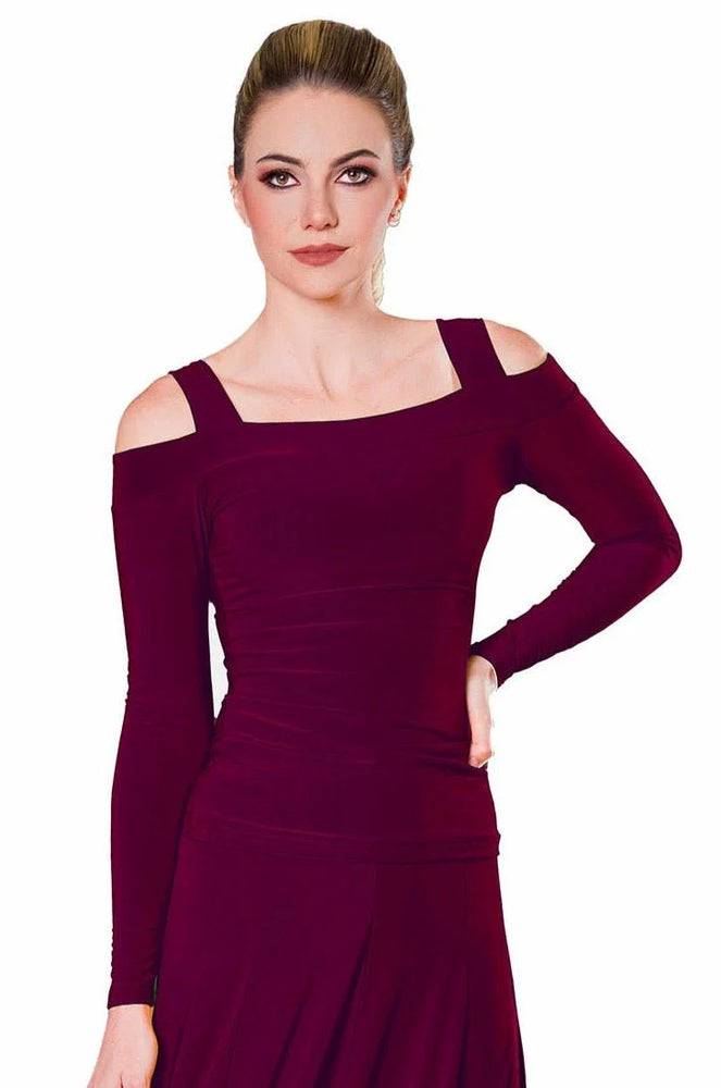 Women's Ballroom, Latin, American Rhythm, Tango, Salsa Cold Shoulder Box Top