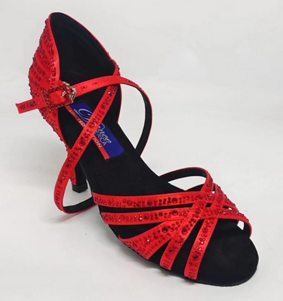 
                  
                    Red Rhinestone International Latin, American Rhythm Dance Shoes for Women
                  
                