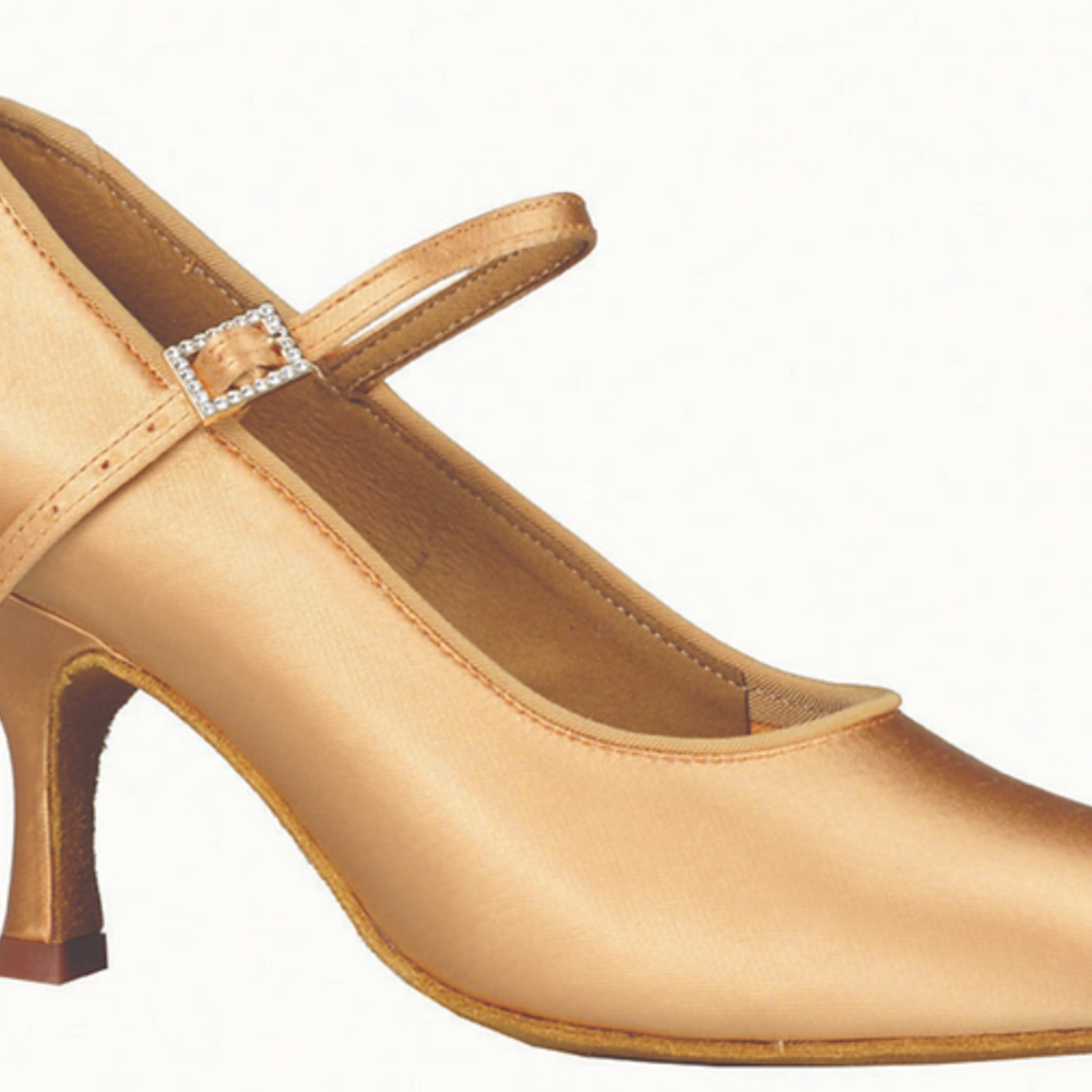 
                  
                    Women's Light Tan Satin Ballroom, Standard, Smooth Dance Shoes
                  
                