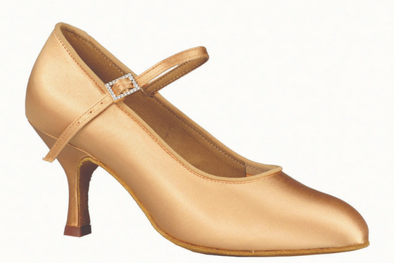 Women's Light Tan Satin Ballroom, Standard, Smooth Dance Shoes