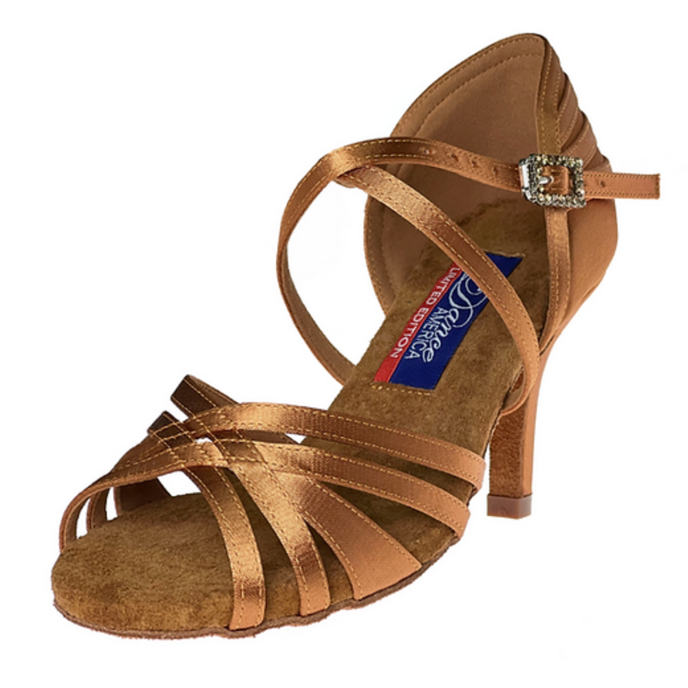 Vegas Dark Tan Satin | Women's Dance Shoe