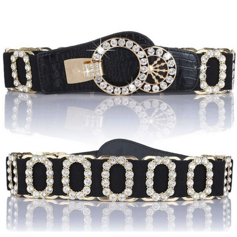 
                  
                    ELASTIC BELT WITH OVAL CRYSTAL/GOLD ACCENT | ACCESSORIES
                  
                