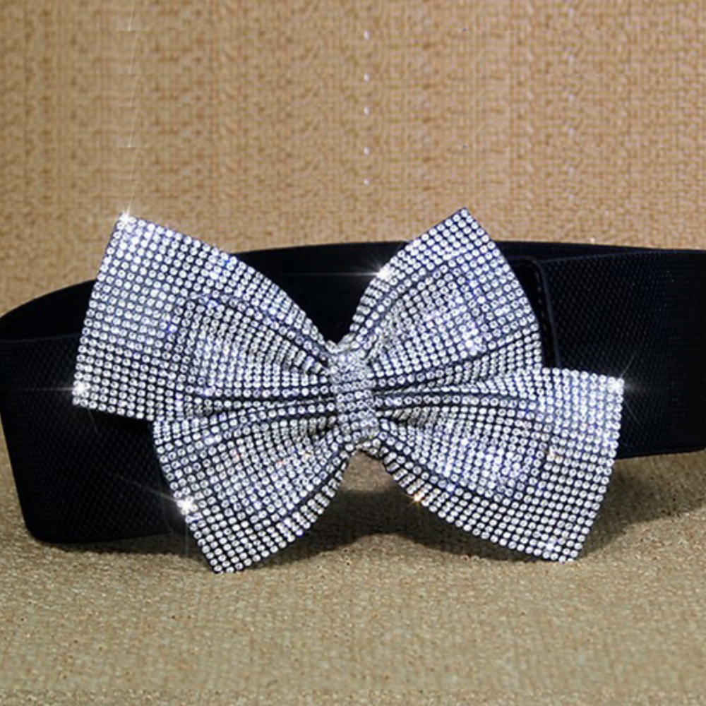 
                  
                    RHINESTONE OFFSET BOW ELASTIC BELT | ACCESSORIES
                  
                