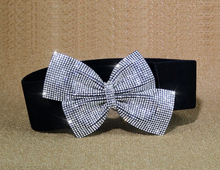  RHINESTONE OFFSET BOW ELASTIC BELT | ACCESSORIES