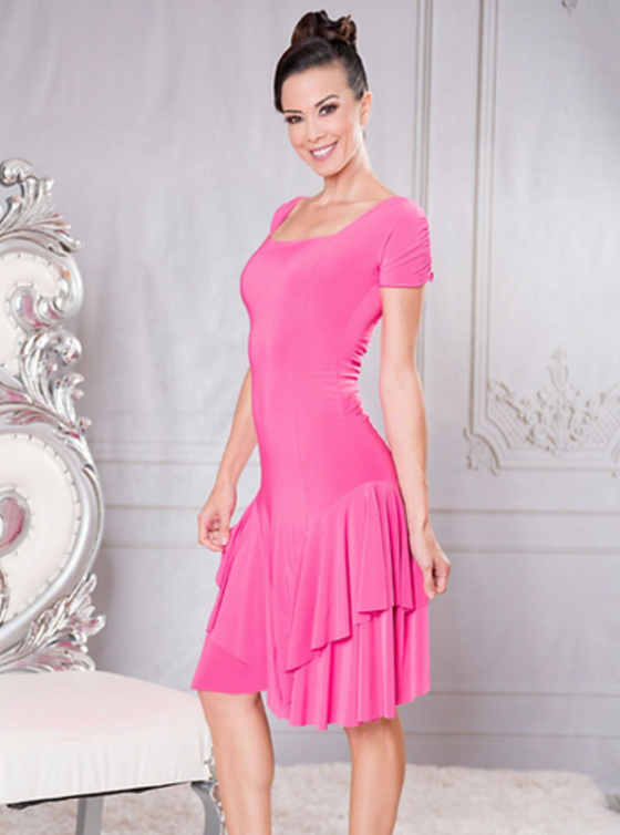 SHORT CAP SLEEVE PRINCESS CUT LATIN DRESS | WOMEN'S CLOTHING