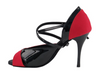 Argentine Tango Red Velvet Black Patent Women's Dance Shoes