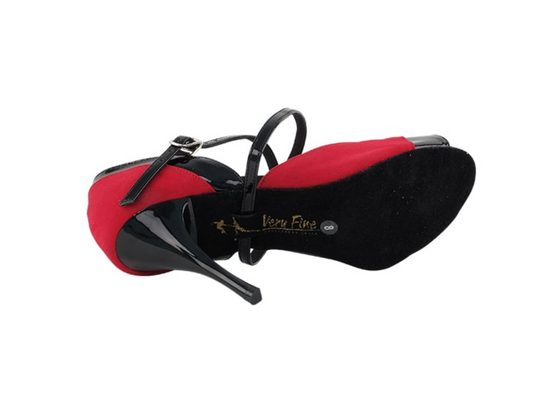 Argentine Tango Red Velvet Black Patent Women's Dance Shoes