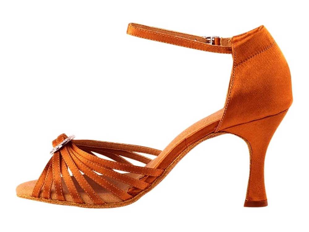 
                  
                    Orange Tan Satin American Rhythm, International Latin, Salsa, Bachata, Merengue, Social Dance Shoes for Women
                  
                