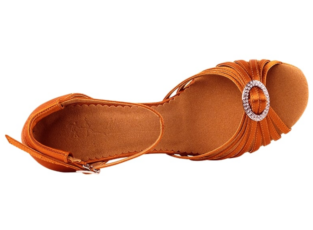 
                  
                    Orange Tan Satin American Rhythm, International Latin, Salsa, Bachata, Merengue, Social Dance Shoes for Women
                  
                