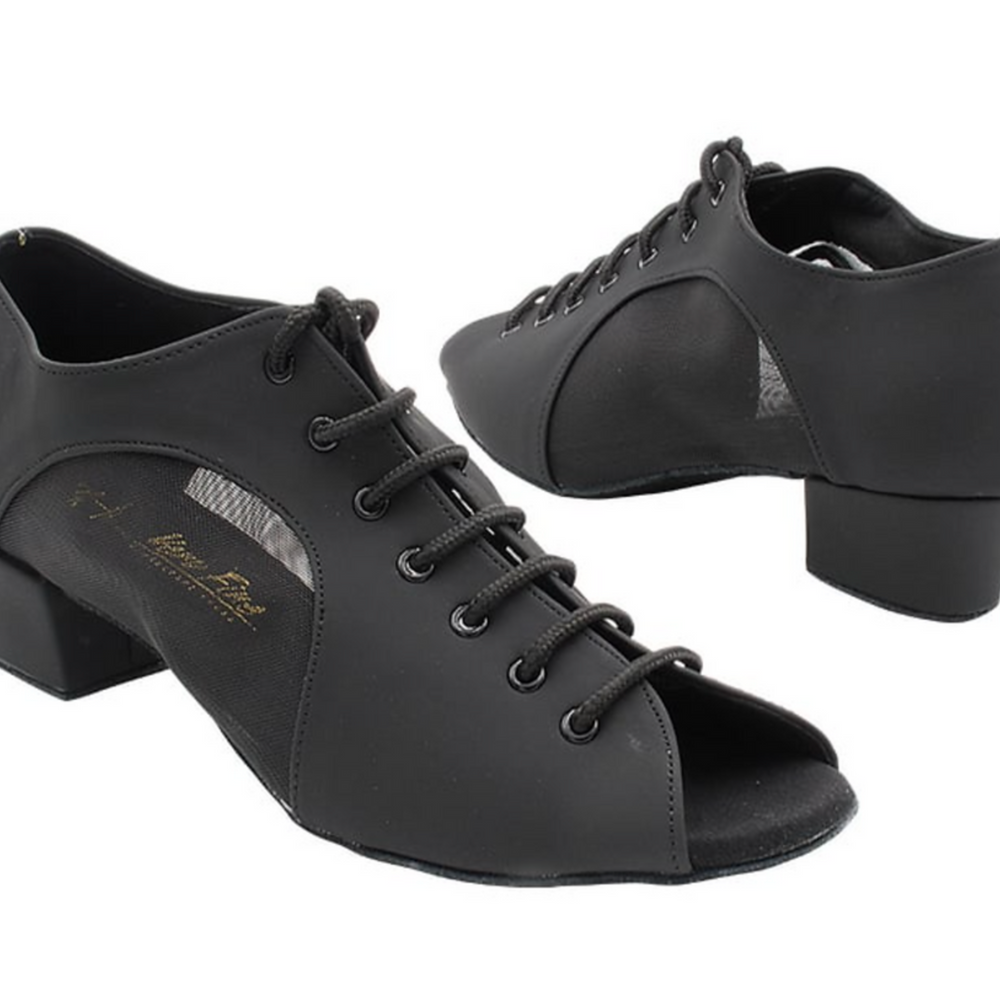 Women's Black Nubuck Black Mesh Practice Dance Shoes