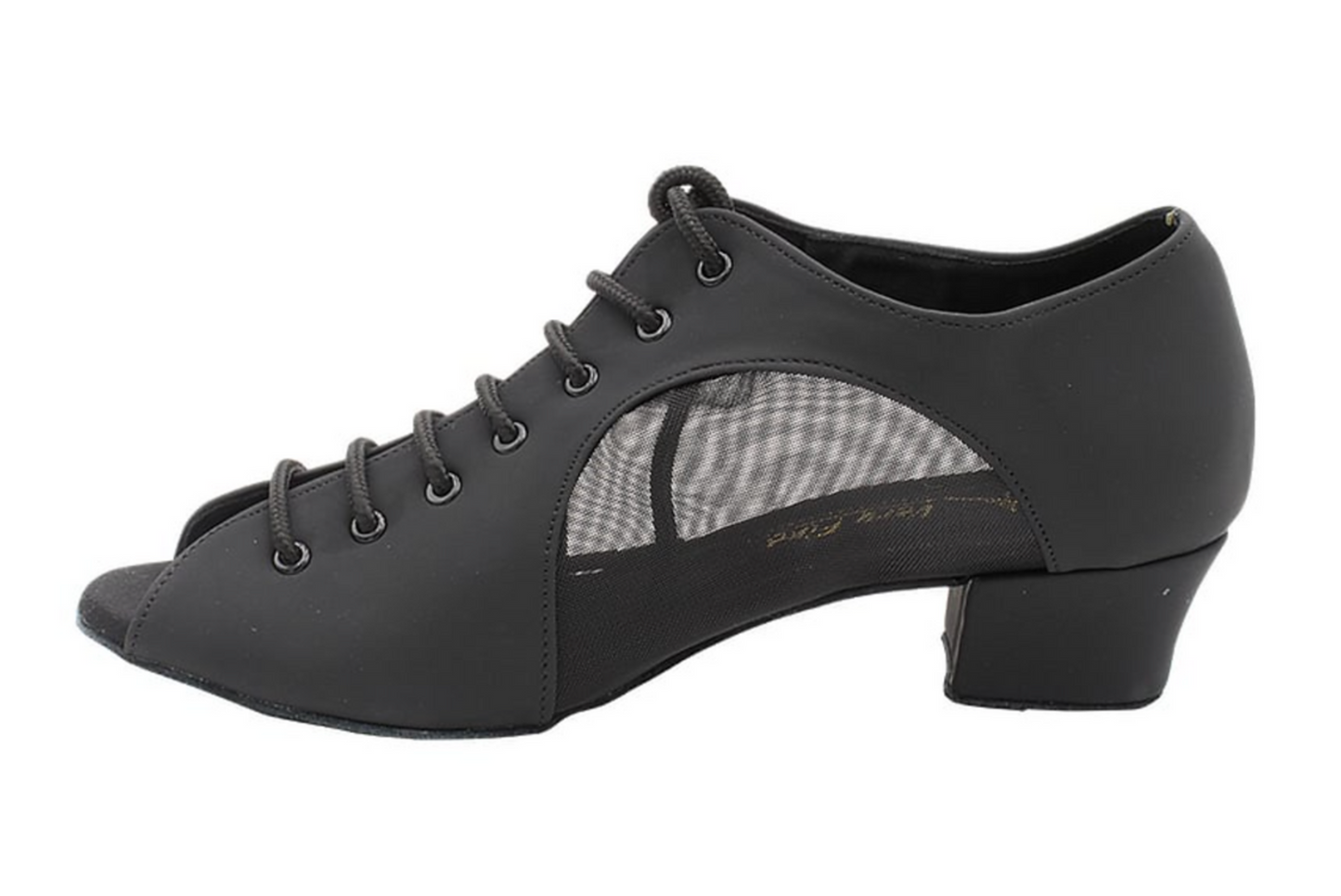 Women's Black Nubuck Black Mesh Practice Dance Shoes