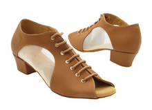  Brown Nubuck Flesh Mesh Women's Practice Dance Shoes