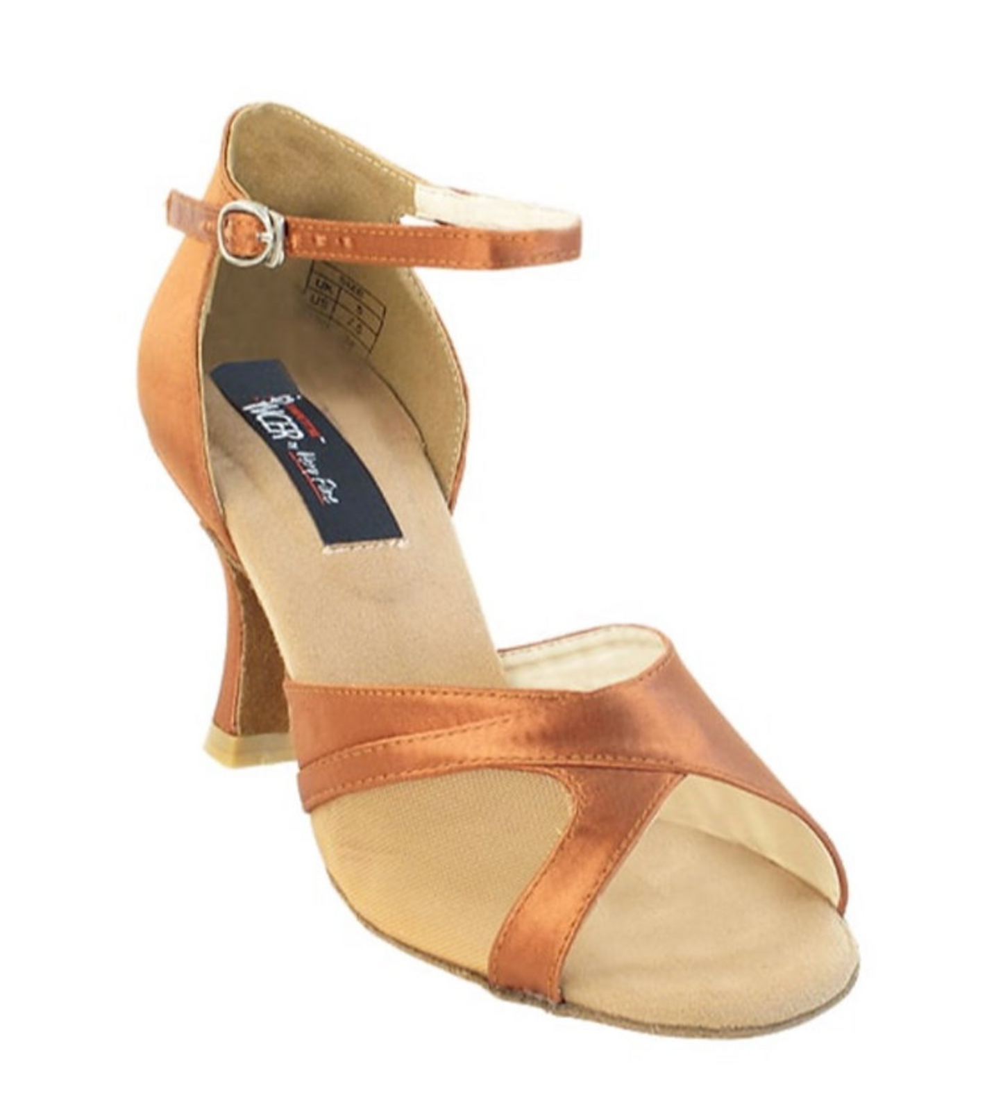 Bachata, Samba, Mambo, Latin Dark Tan Satin Women's Dance Shoes | Social Series