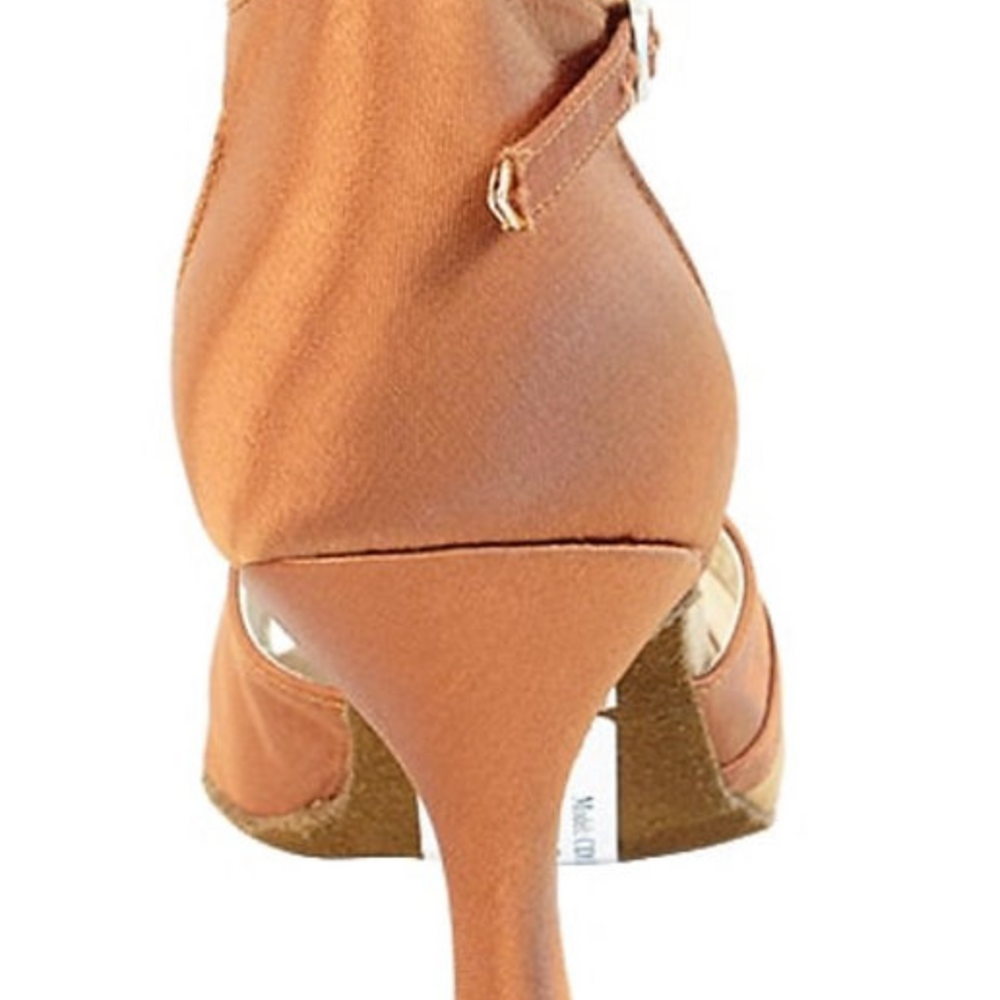 
                  
                    Bachata, Samba, Mambo, Latin Dark Tan Satin Women's Dance Shoes | Social Series
                  
                