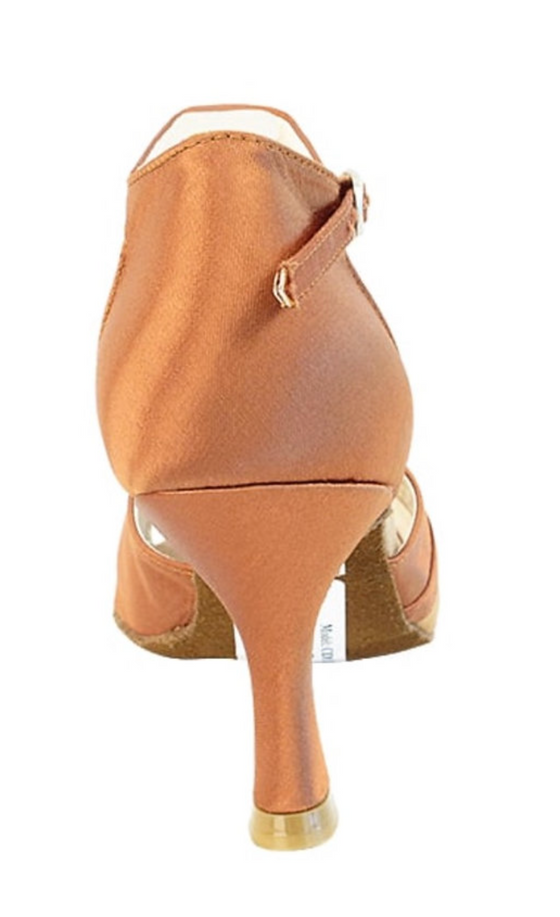 Bachata, Samba, Mambo, Latin Dark Tan Satin Women's Dance Shoes | Social Series