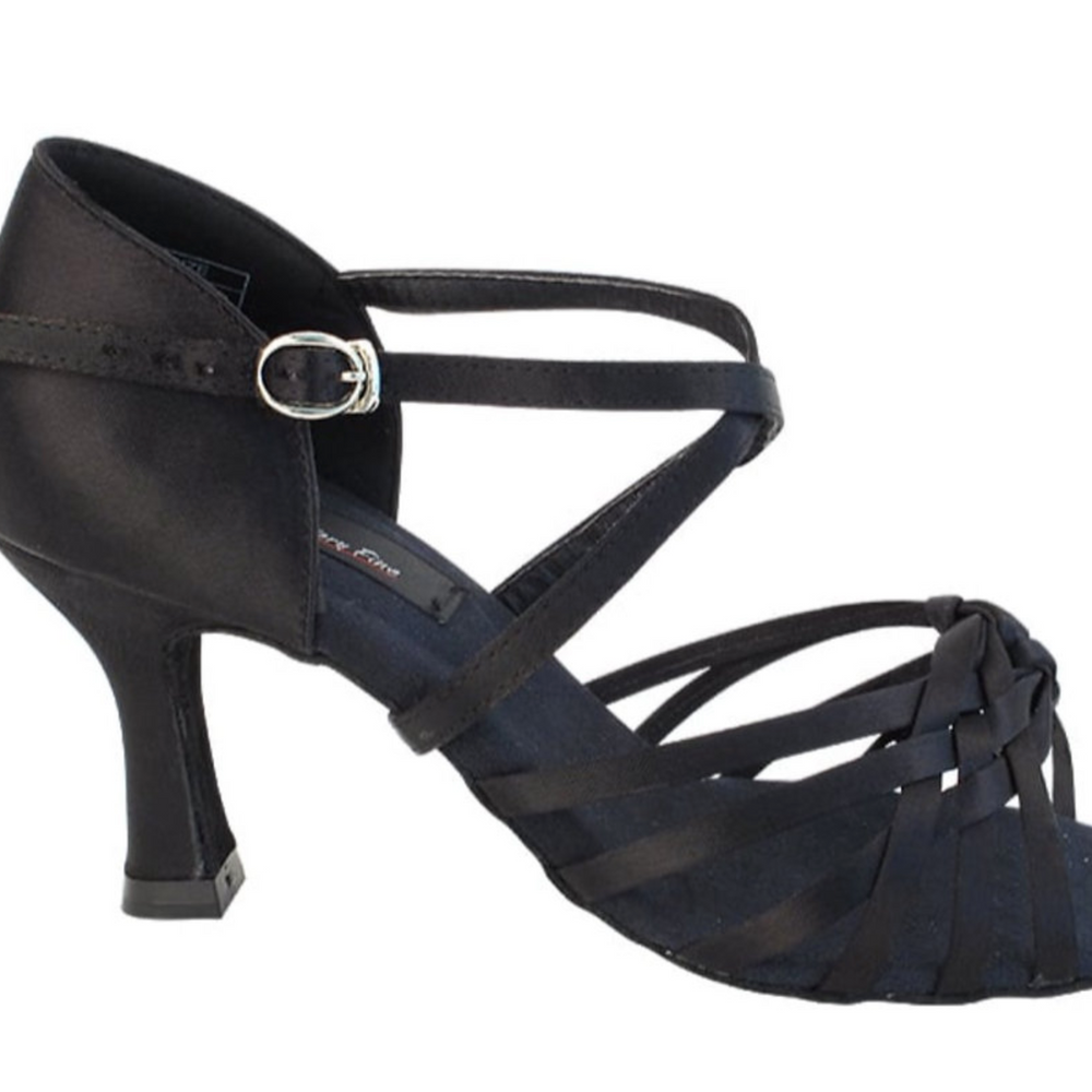 Latin Dance, Hustle, Jive, Black Satin Women's Dance Shoes | Social Series