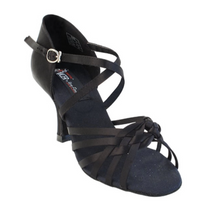  Latin Dance, Hustle, Jive, Black Satin Women's Dance Shoes | Social Series