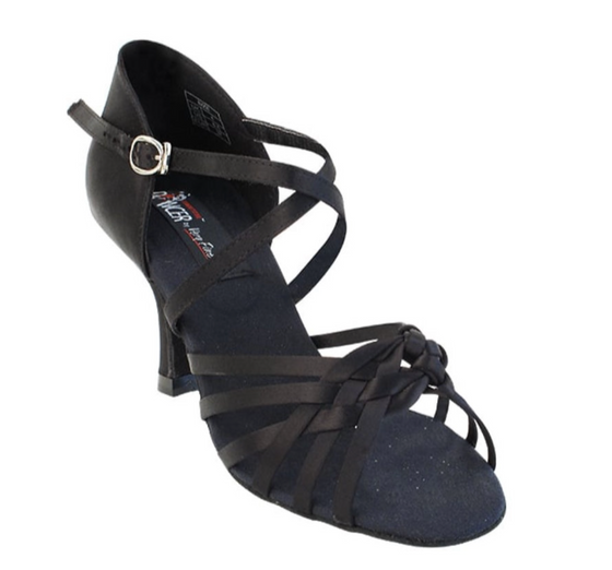 Latin Dance, Hustle, Jive, Black Satin Women's Dance Shoes | Social Series