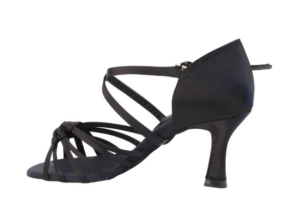 Latin Dance, Hustle, Jive, Black Satin Women's Dance Shoes | Social Series