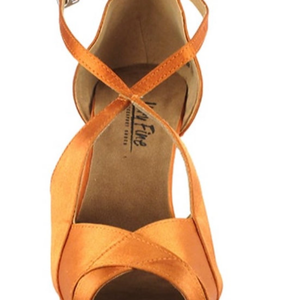 
                  
                    Salsa, Latin, Bolero, Mambo Dark Tan Satin Women's Dance Shoes | Social Series
                  
                