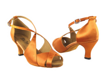  Salsa, Latin, Bolero, Mambo Dark Tan Satin Women's Dance Shoes | Social Series