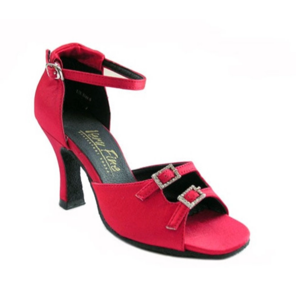 Cha Cha, Bachata, Merengue, Samba, Mambo Women's Red Satin Shoes | Social Series