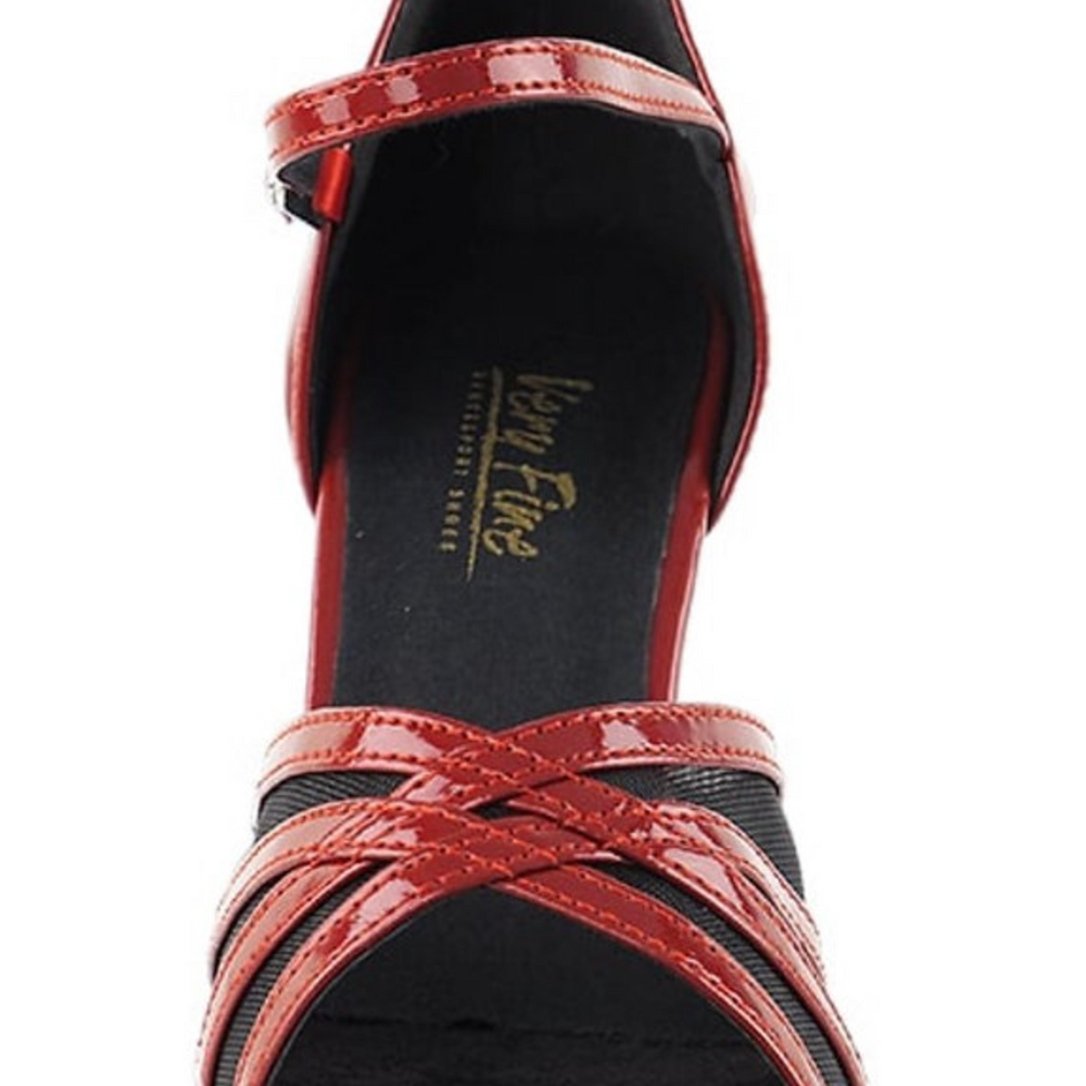 
                  
                    Cha Cha, Rumba, Jive, Red & Black Mesh Women's Dance Shoes | Social Series
                  
                