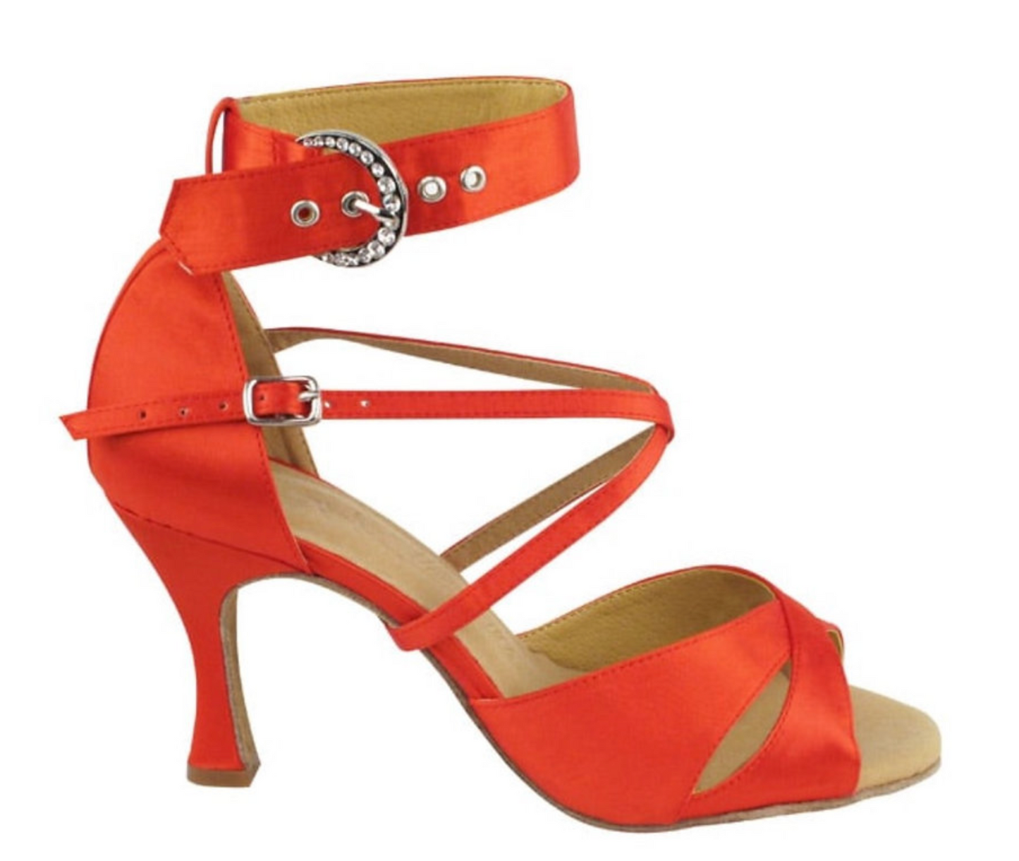 Merengue, Salsa, Cha Cha, Samba, Red Satin Women's Dance Shoes | Social Series