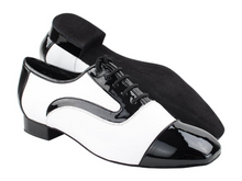  Men's Black Patent & White Leather Argentine Tango Dance Shoes