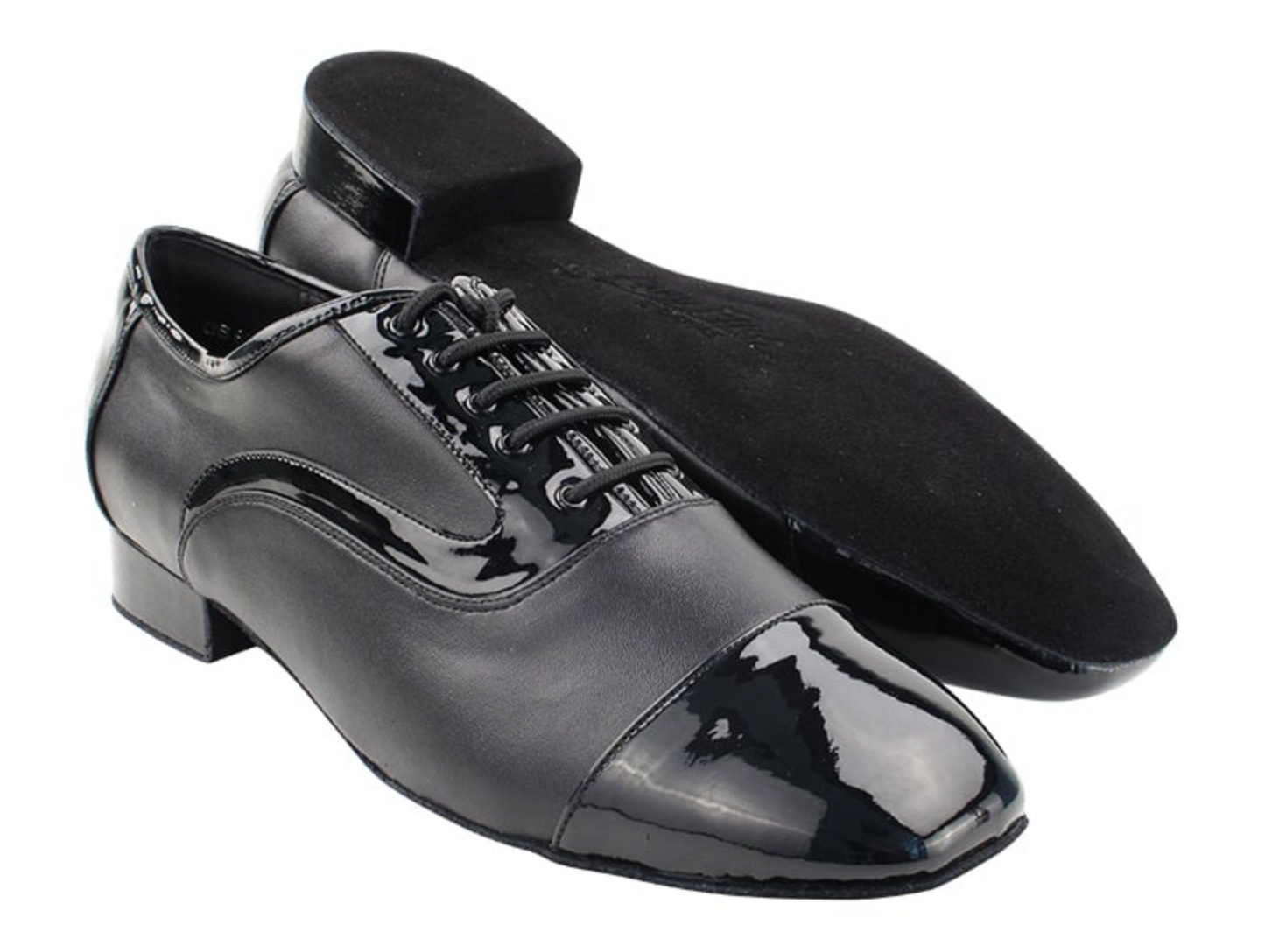 Argentine Tango Dance Shoes for Men, Black Patent & Black Leather