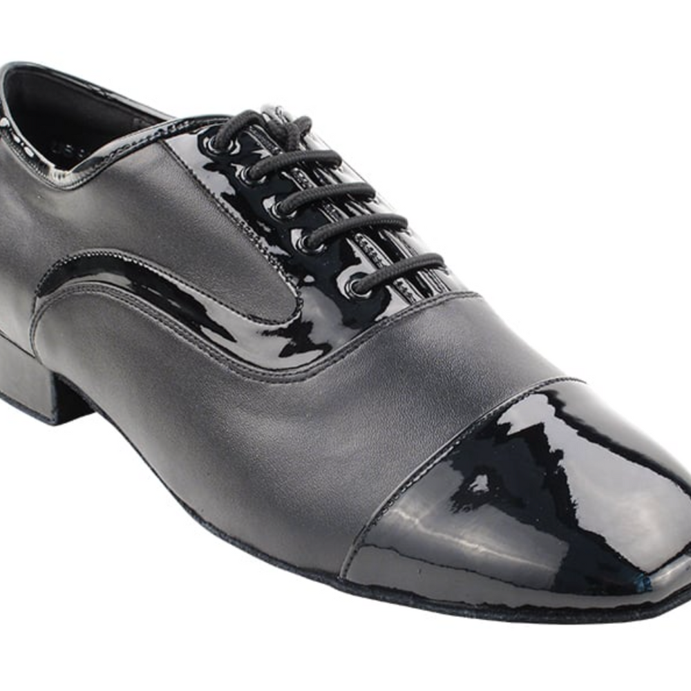 Argentine Tango Dance Shoes for Men, Black Patent & Black Leather