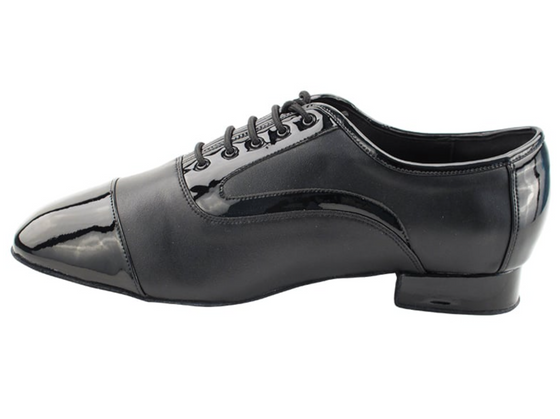 Argentine Tango Dance Shoes for Men, Black Patent & Black Leather