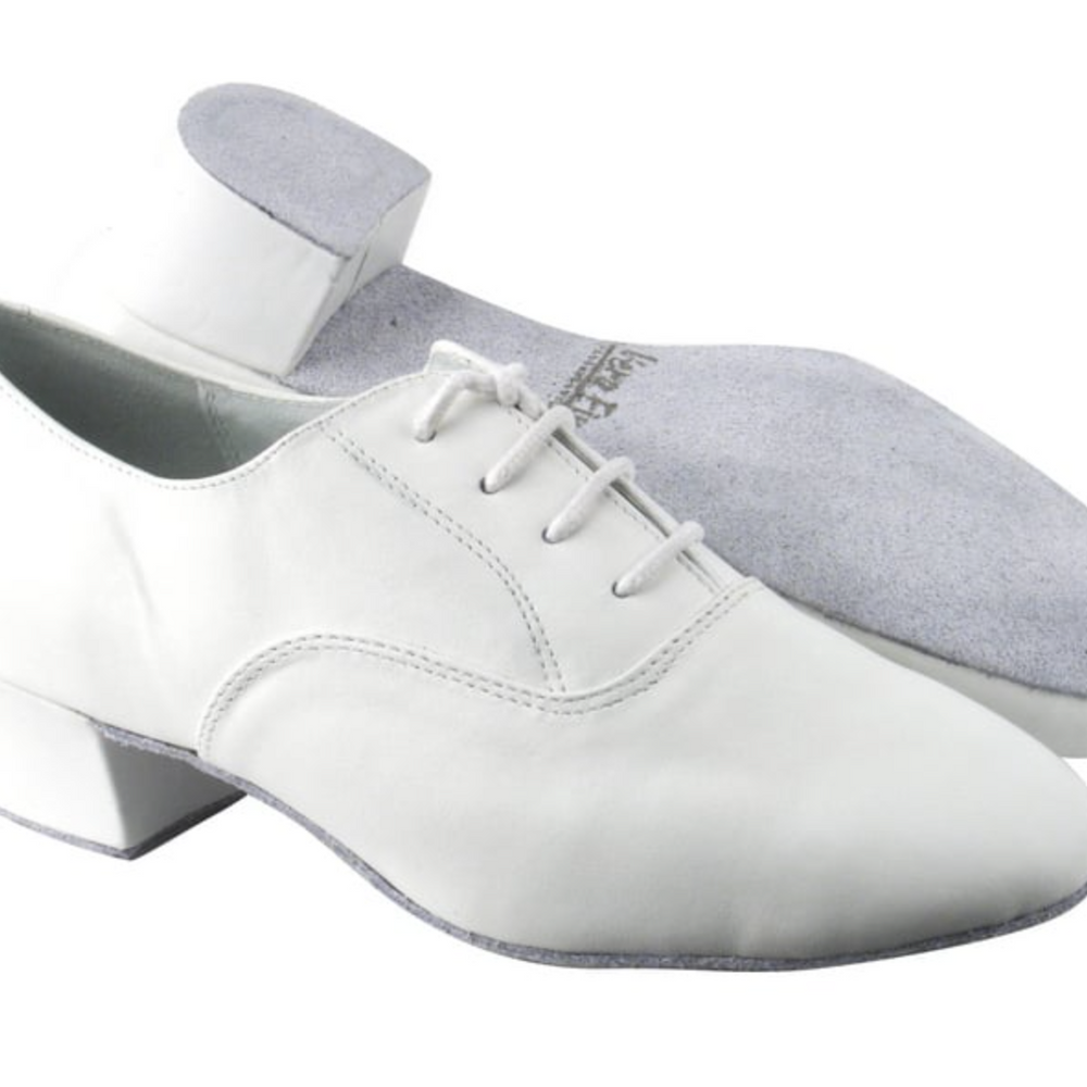 Men's White Leather Latin, American Rhythm, Bachata, Social Dance, Rumba, Swing Dance Shoes