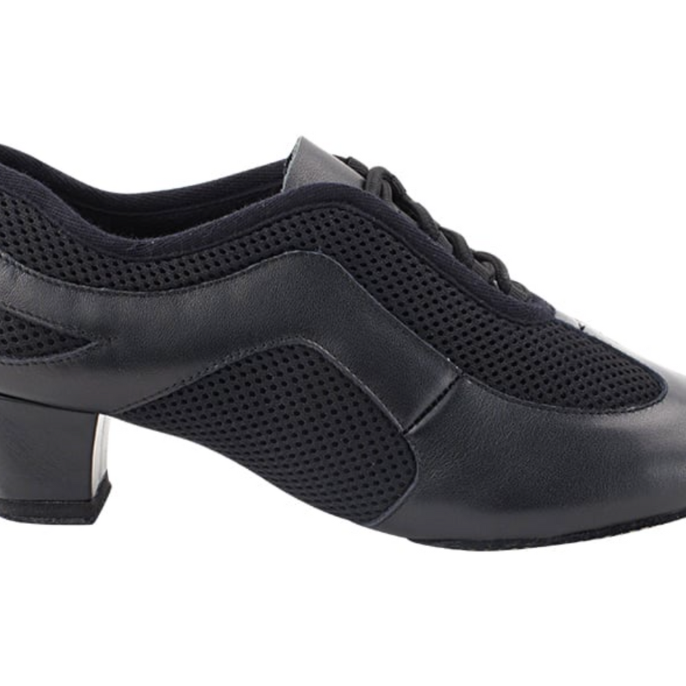 Women's  Black Leather Latin, American Rhythm, Ballroom dance shoes