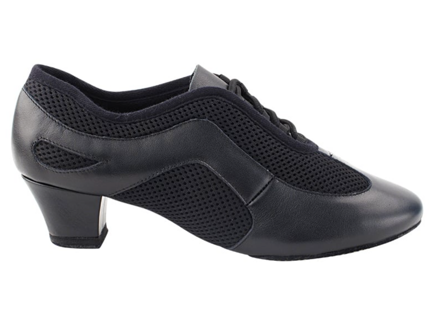 Women's  Black Leather Latin, American Rhythm, Ballroom dance shoes