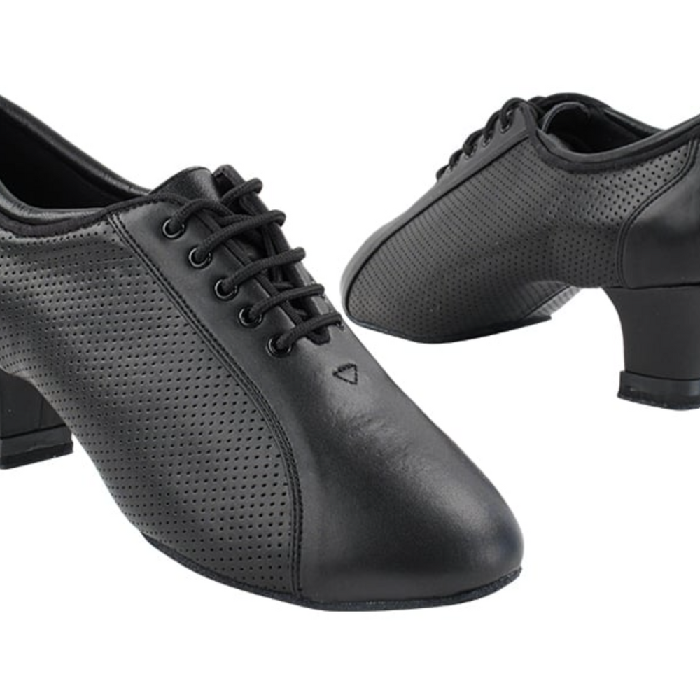 Women's Black Perforated Leather Practice Ballroom, Latin dance shoes