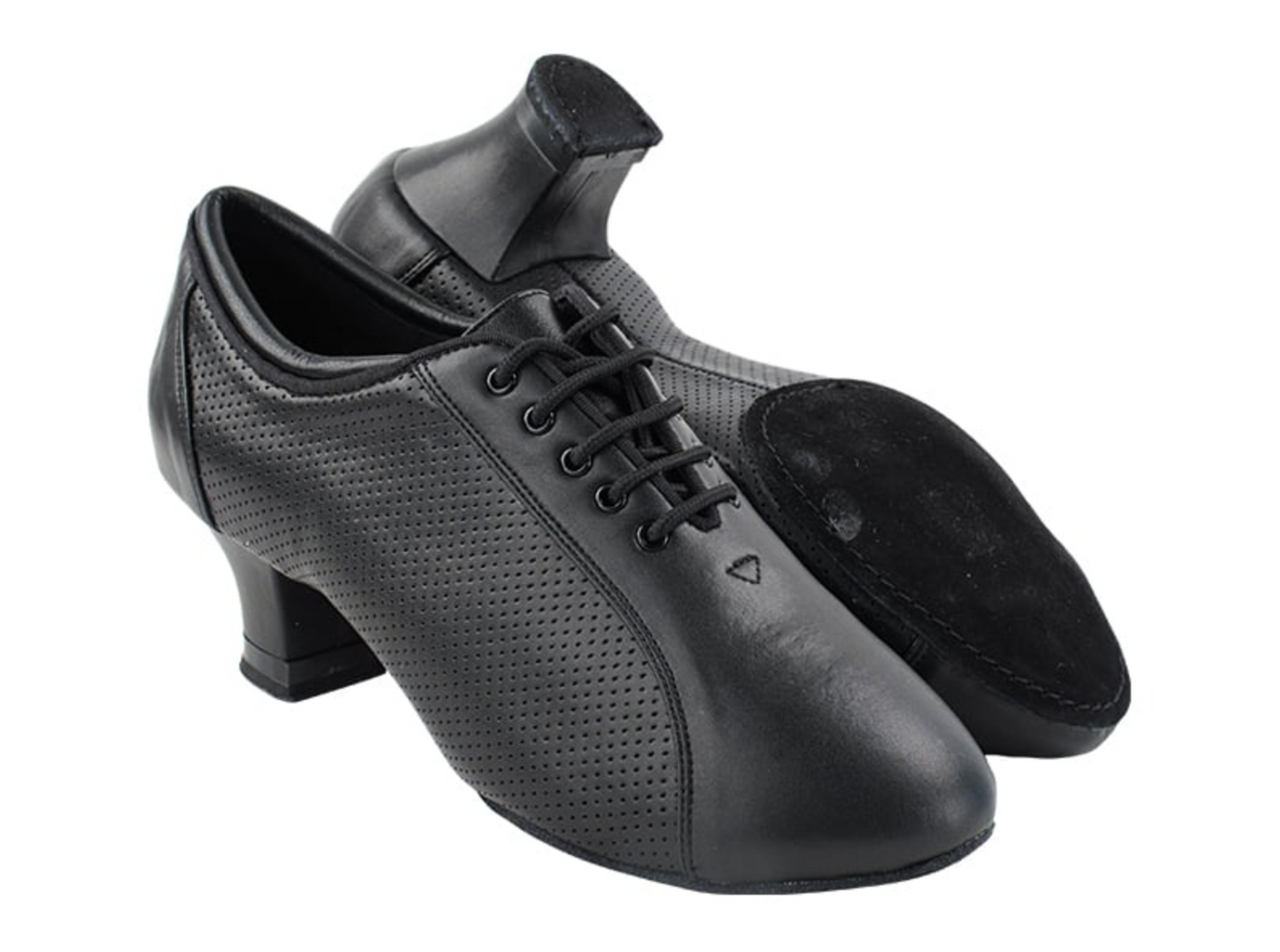 Women's Black Perforated Leather Practice Ballroom, Latin dance shoes