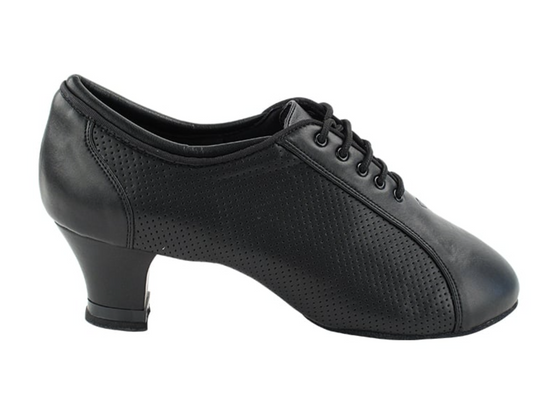 Women's Black Perforated Leather Practice Ballroom, Latin dance shoes