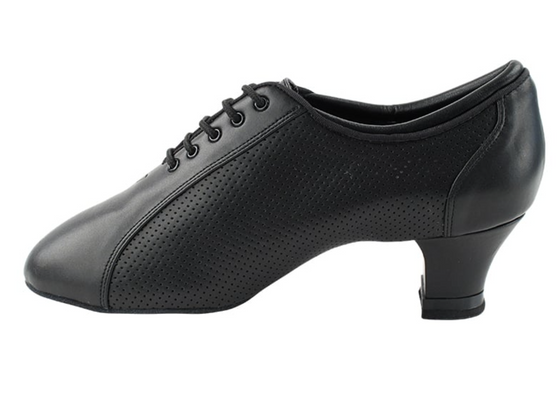 Women's Black Perforated Leather Practice Ballroom, Latin dance shoes