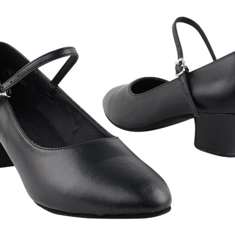 Women's American Rhythm, Practice, Social Black Leather Dance Shoes